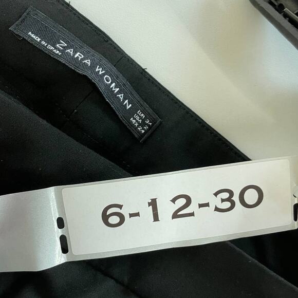 Zara Pants Womens 2 Black Wide Leg Flare Trousers Mid Rise Career - Picture 4 of 8